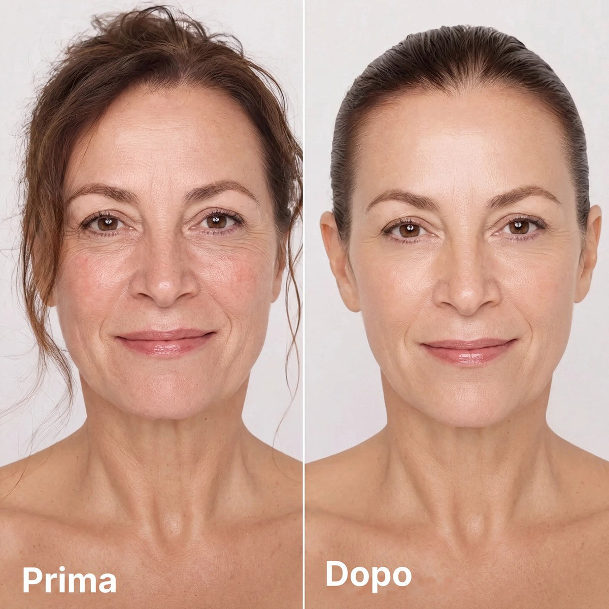 Prima e dopo — pelle uniformata