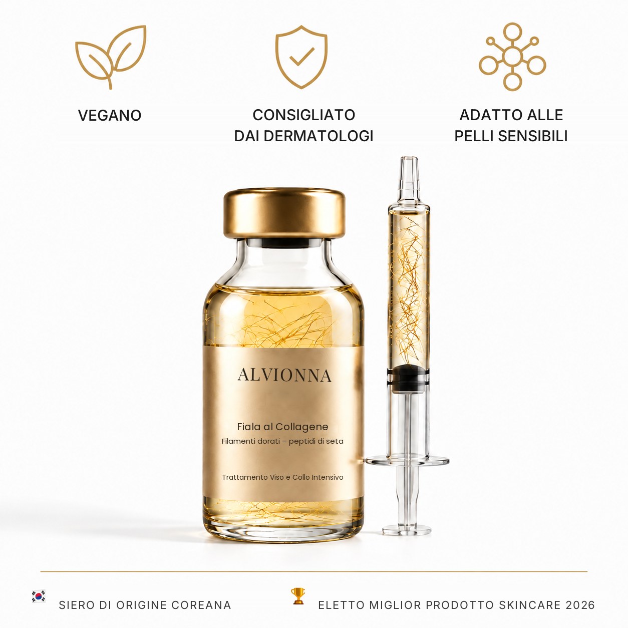 Siero Coreano ai Peptidi Dorati di Seta Alvionna