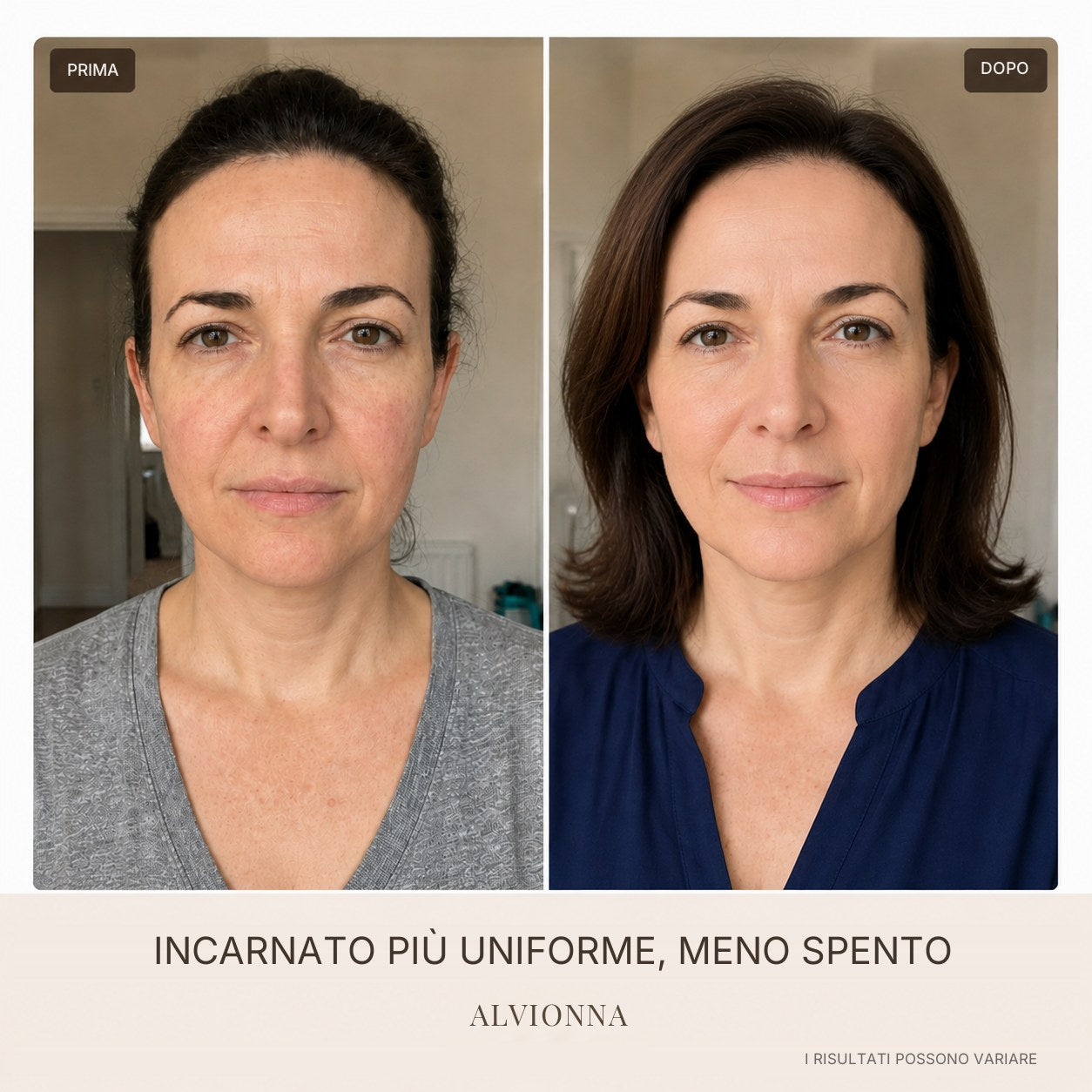 Prima e dopo incarnato uniforme