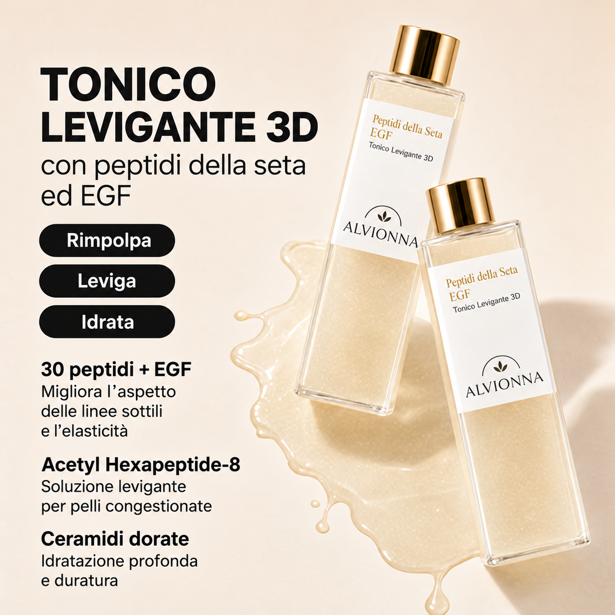 Tonico Alvionna ai peptidi della seta e EGF
